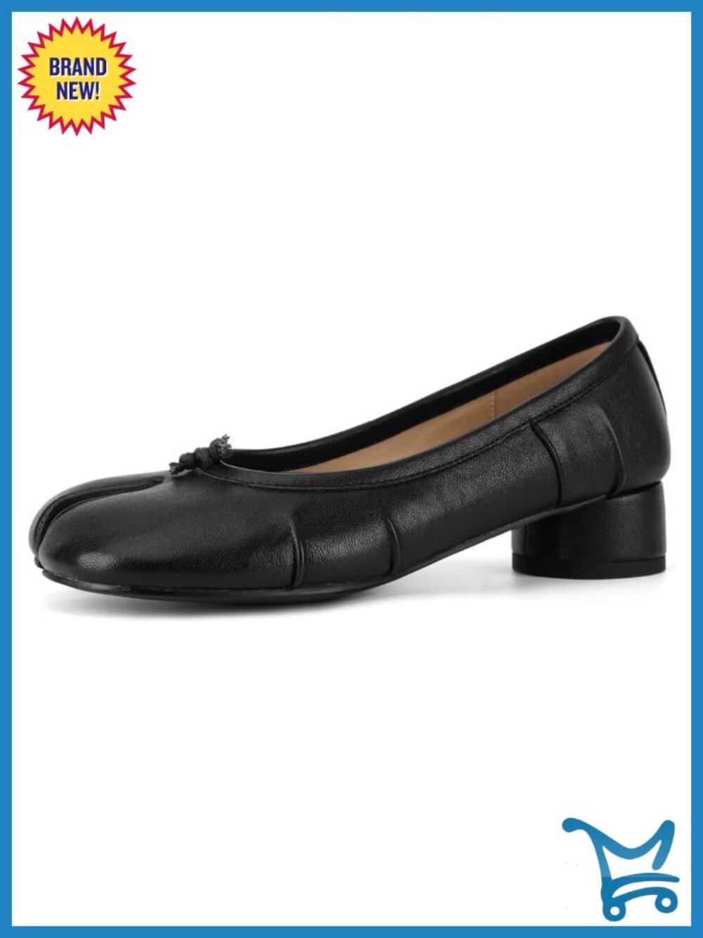 Tabi Heels Split Toe Ballet Flats Chunky Block Heel Pumps Arch Support Soft PU